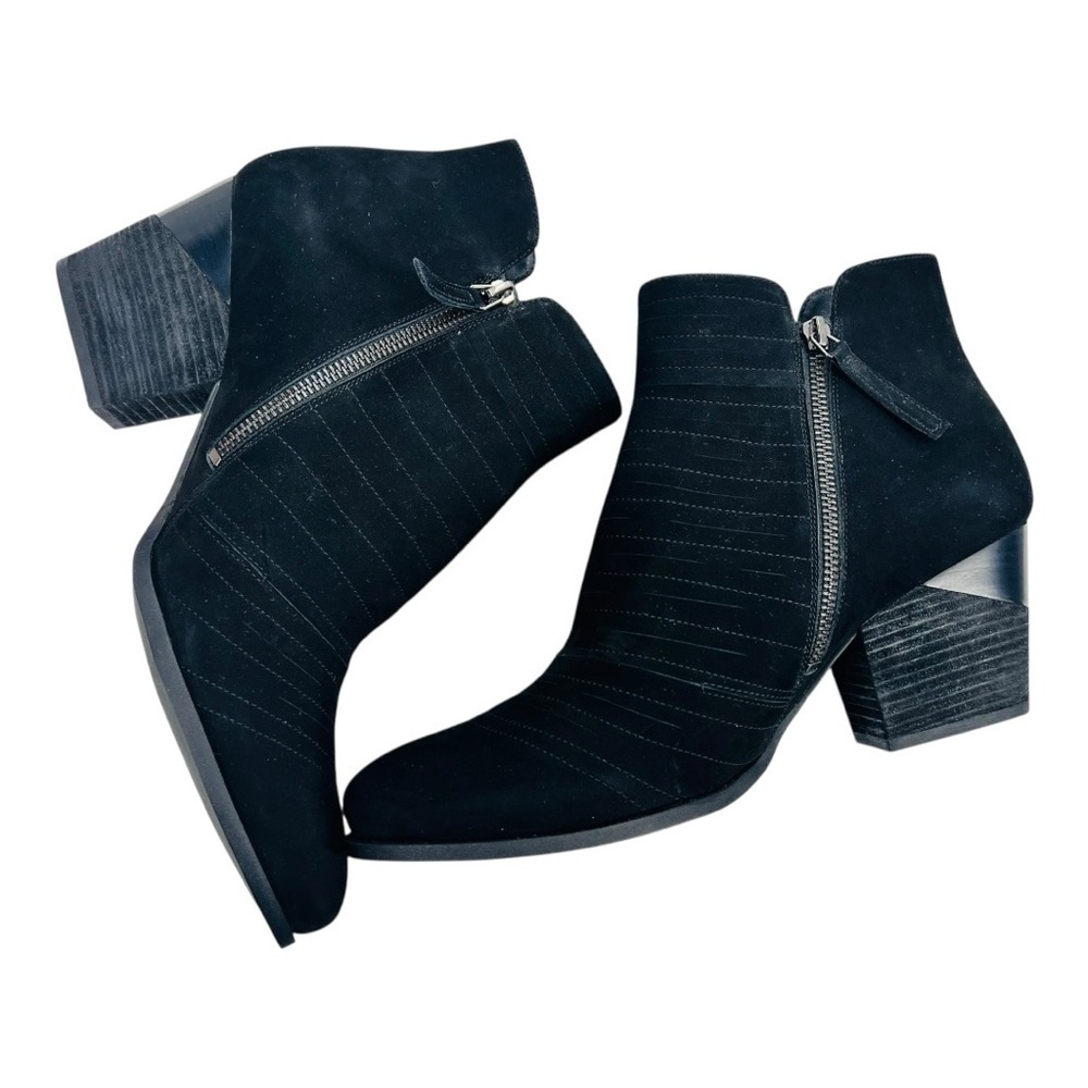 Vaneli Stylish Black Nubuck Block Heel Ankle Boots Size 12 Preowned Like New - Picture 7 of 10